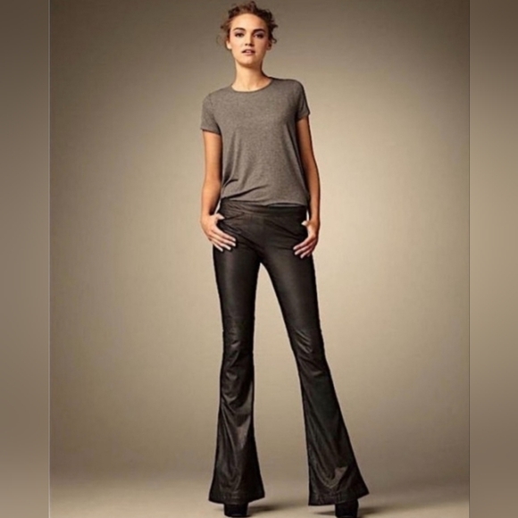 Theory Shimona Lambskin Leather Flare Pants - Picture 1 of 12